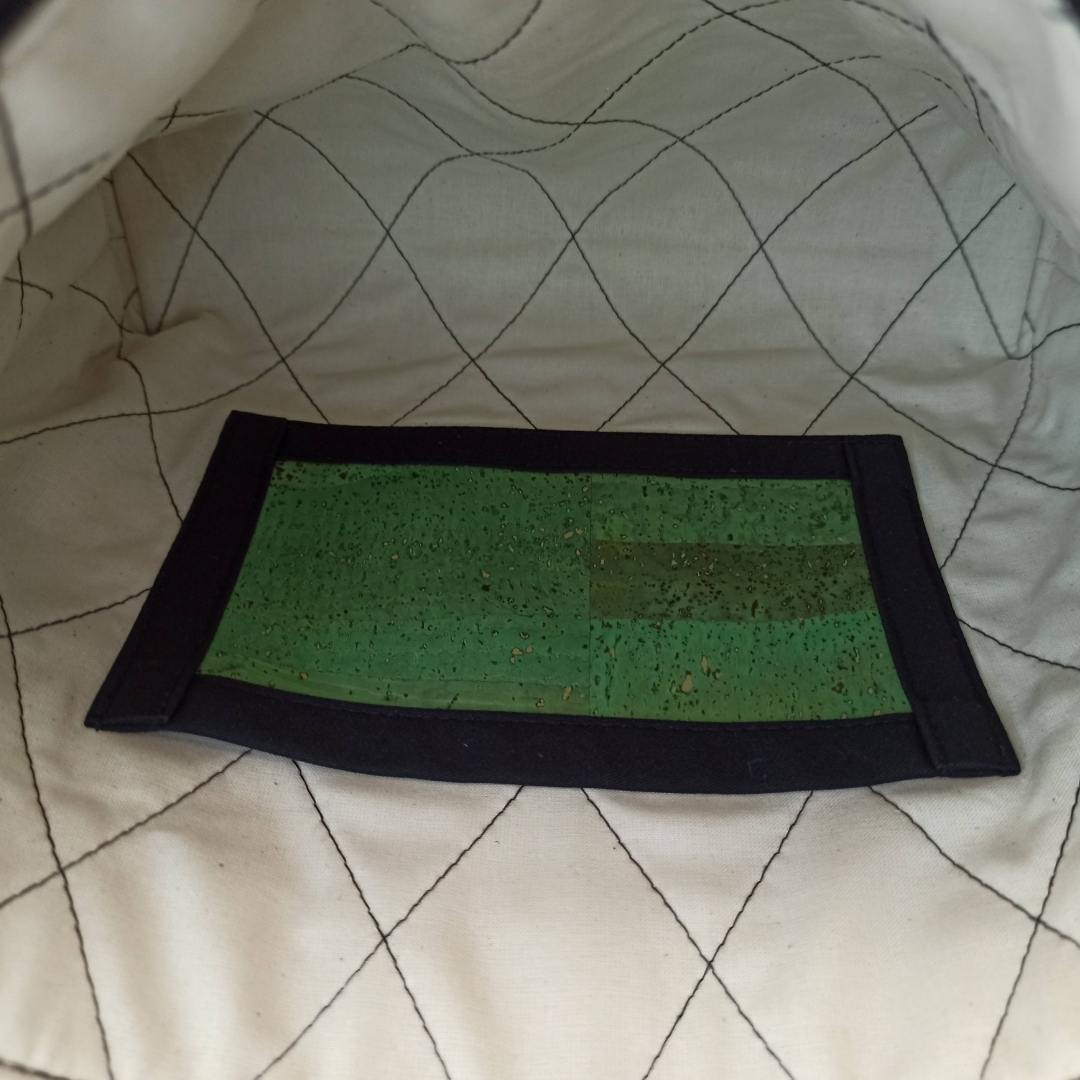 Timeless Clutch Bag in Cotton and Cork with Lavender Embroidery