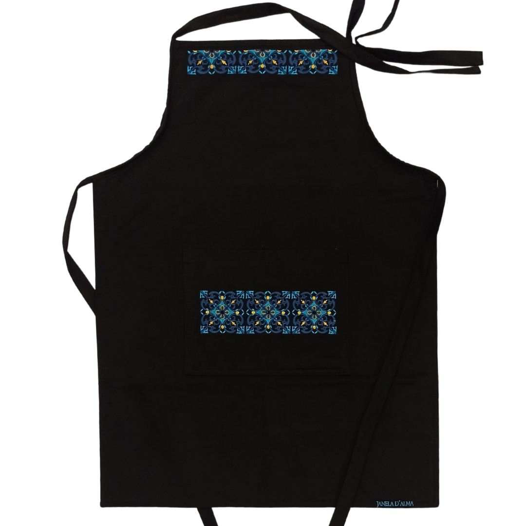 Cotton Apron with Tile Embroidery