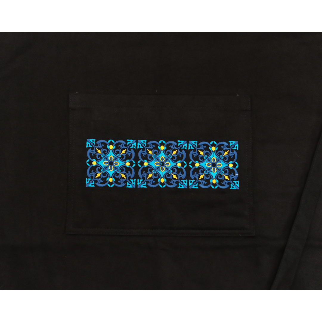 Cotton Apron with Tile Embroidery