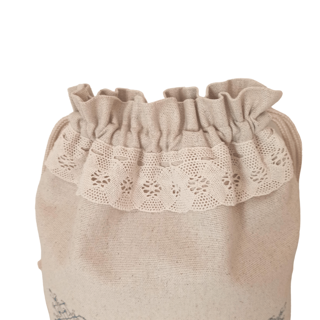 Big Linen Bag Portuguese Lace - Blue3 - 45cm x 34cm