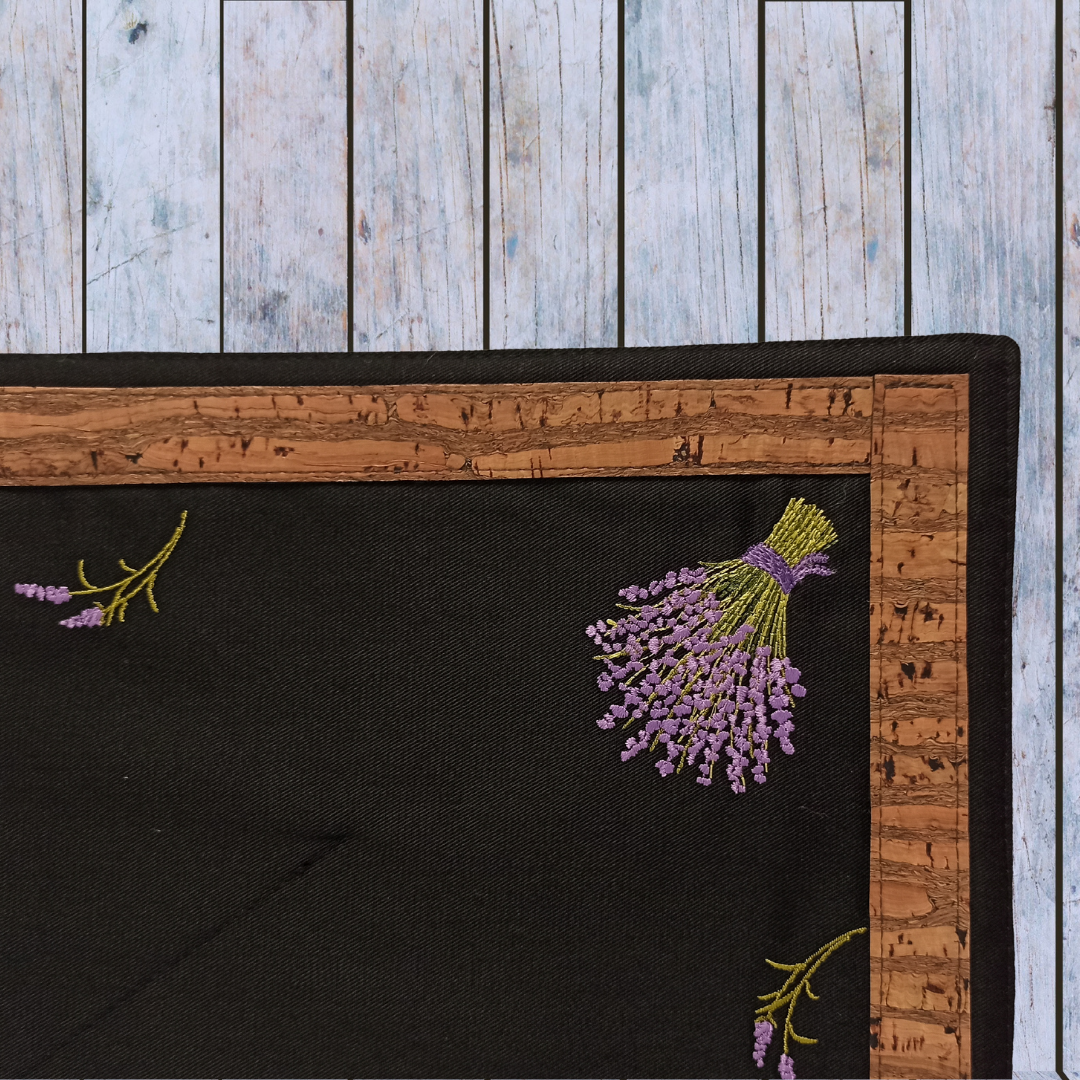 Black Placemat Lavander with Cork_Front Details