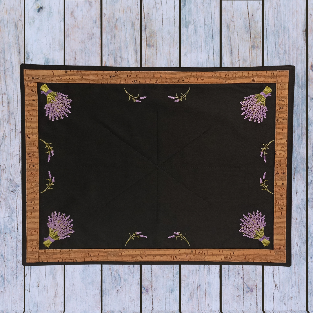Black Placemat Lavander with Cork_Front