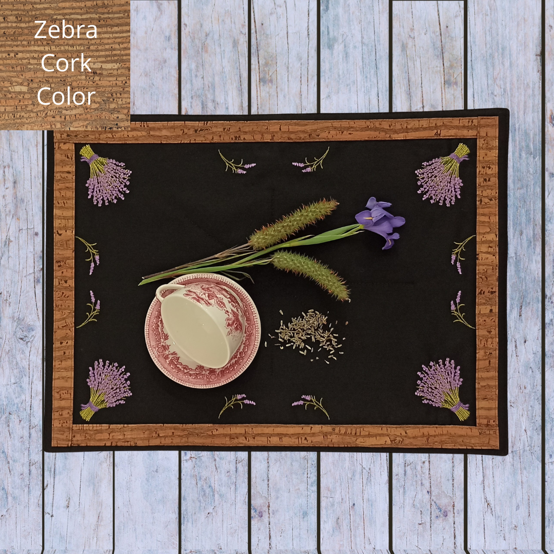 Black Placemat Lavander with Cork_Zebra Cork Color