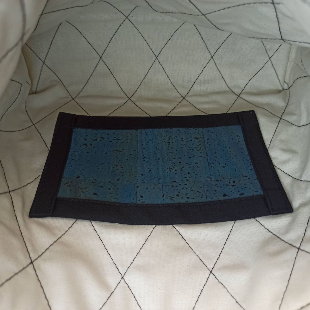 Chic Clutch Bag in Cotton and Cork with Mandala Embroidery