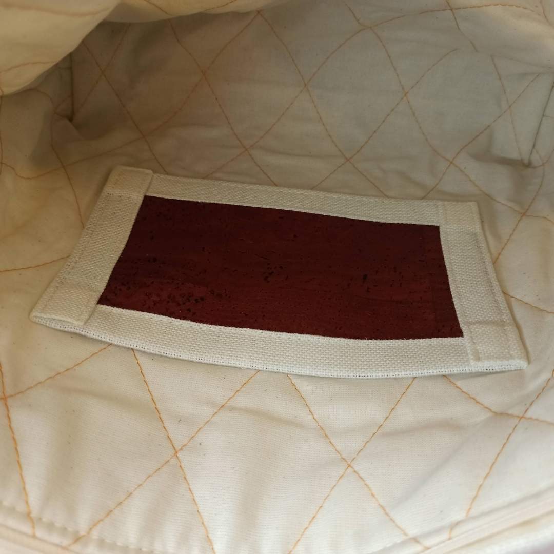 Linen & Cork Bag with Lace Detail