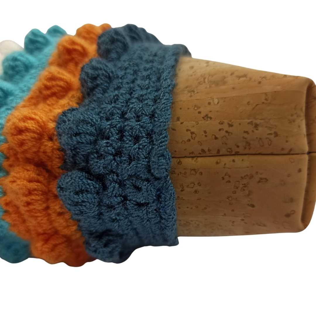 Clutch Bag Orange & Blueish - Cork Base Details