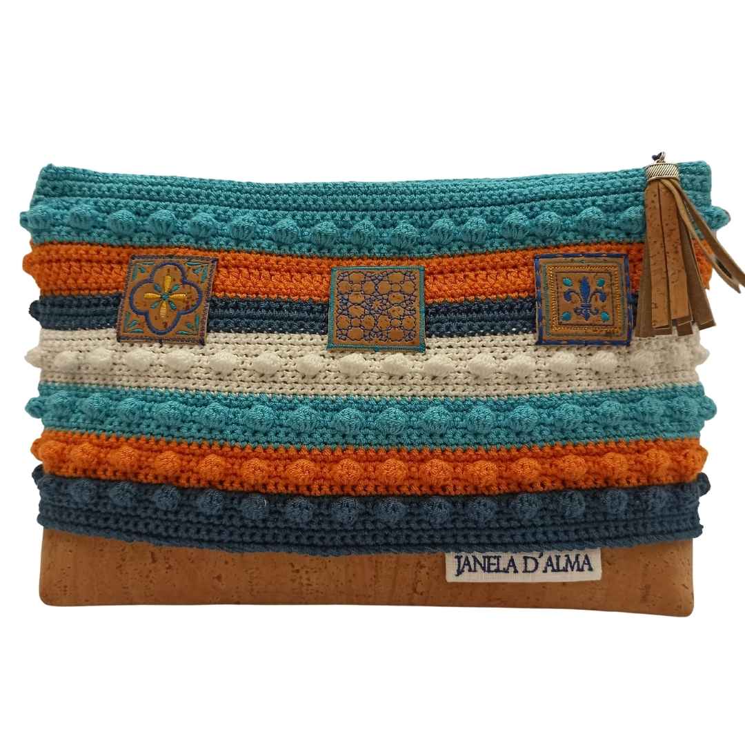 Clutch Bag Orange & Blueish - Front Image
