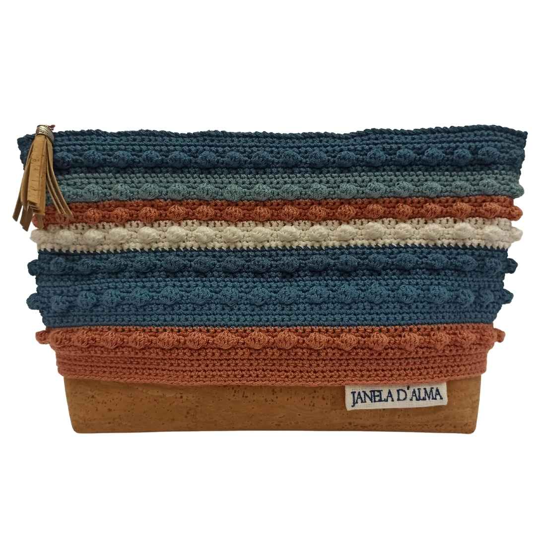 Clutch Bag Salmon & Blue - Front Image