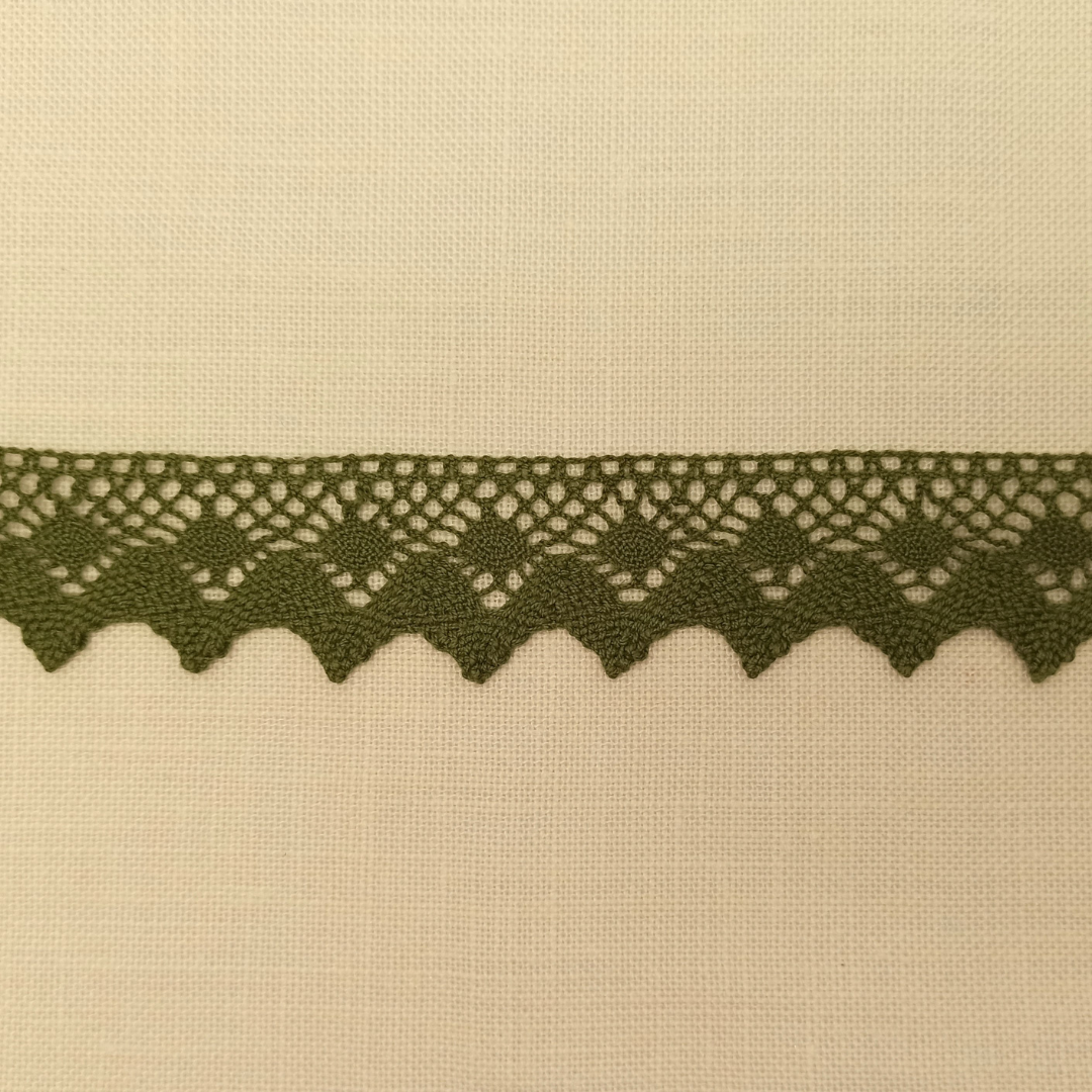 Linen Bag Lavander_Lace Strip Dark Green Color