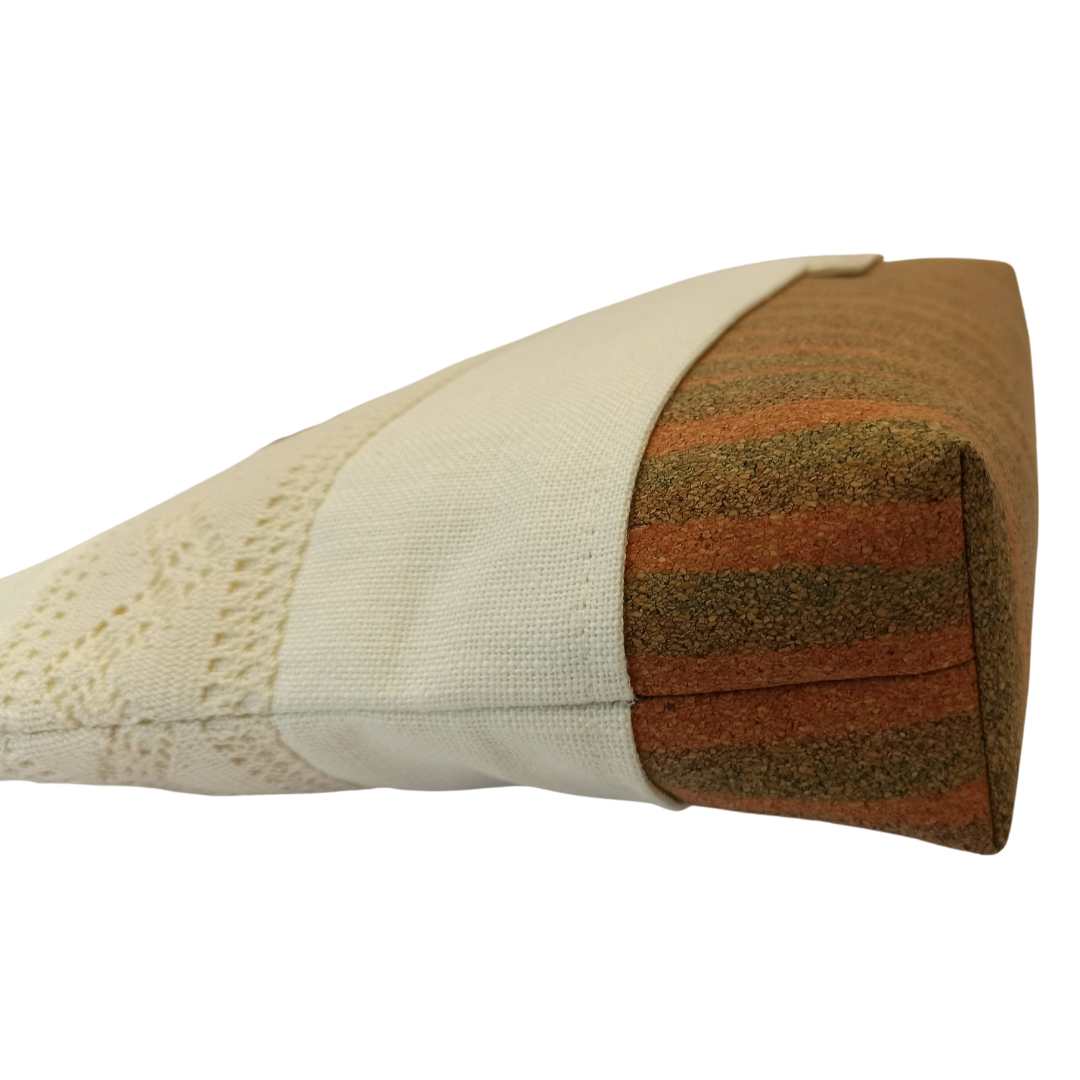 Linen Cork Bag with Striped Base - Base Details