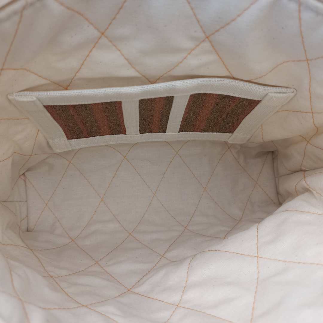 Linen Cork Bag with Striped Base - Inside Details