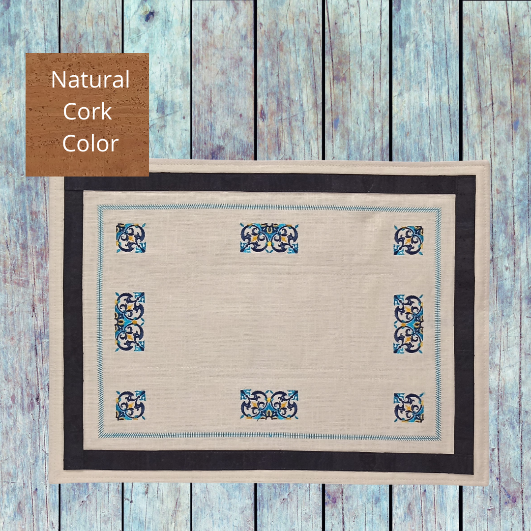 Linen Placemat Tile with Cork_Natural Cork Color