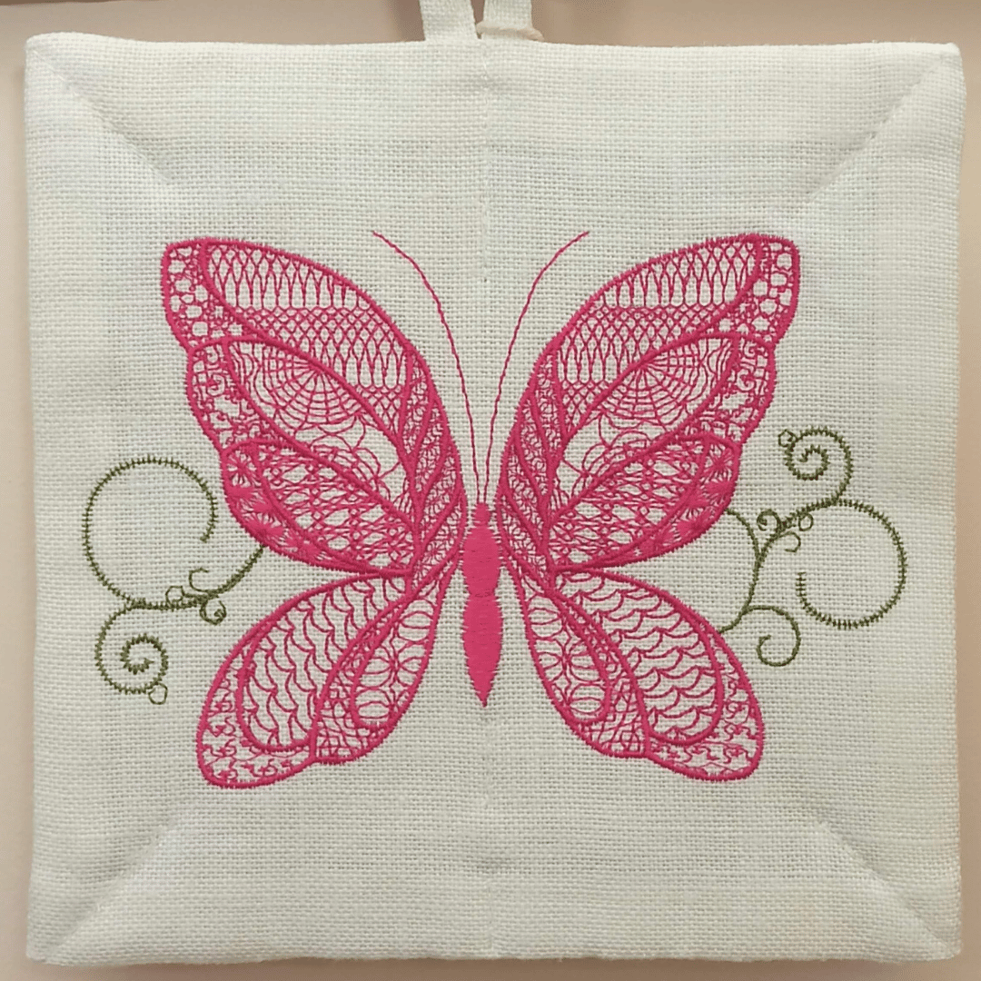 Linen Potholder Butterfly - Front Image Details
