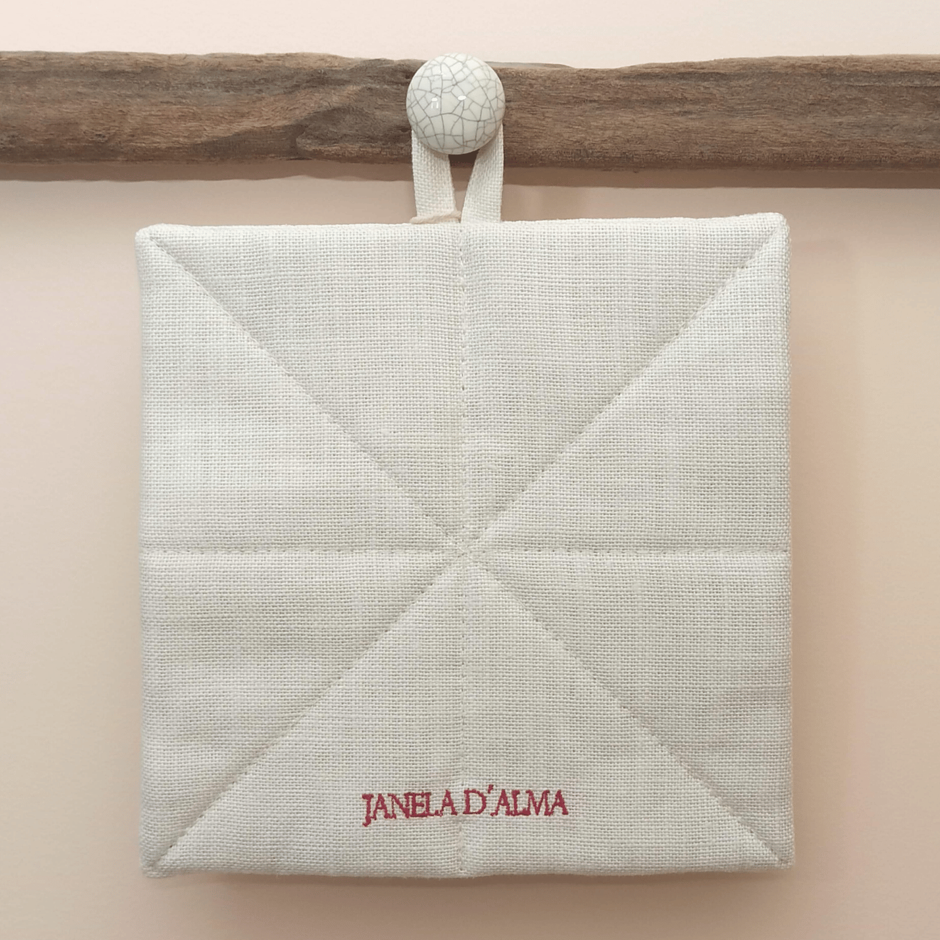 Linen Potholder Christmas Flower - Back Image