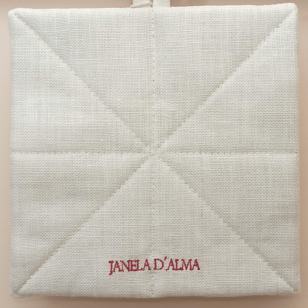 Linen Potholder Christmas Flower - Back Image Details