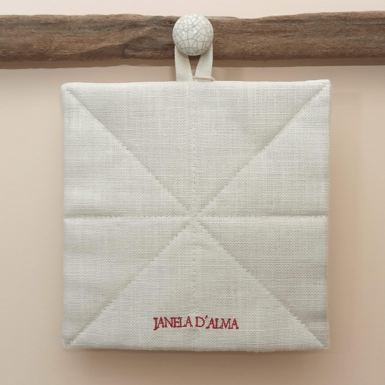 Linen Potholder Christmas Tree - Back Image