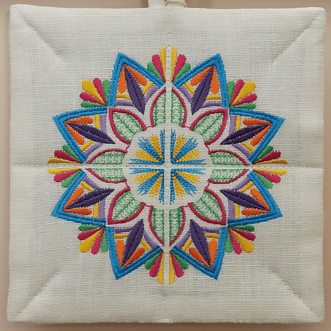Linen Potholder Mandala - Front Image Details