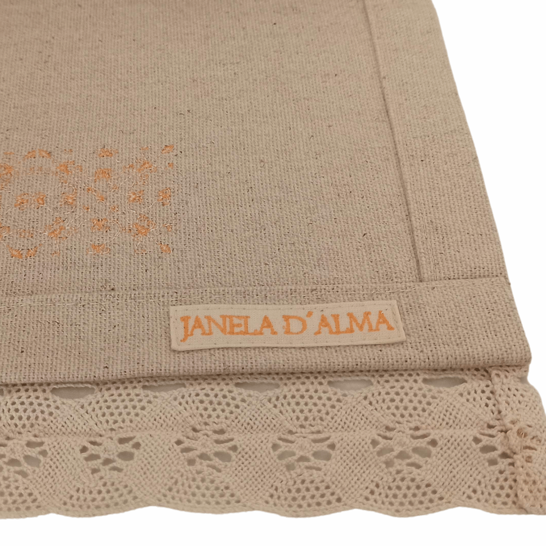 Linen Table Runner - Portuguese Lace - 158cm x 45cm - Orange3