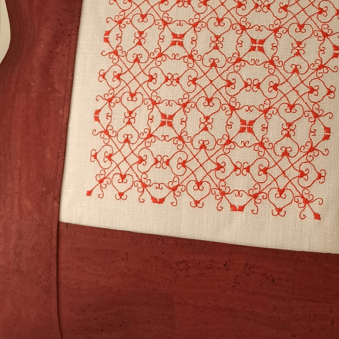 Linen & Cork Cushion Cover Portuguese Lace Rectangular - Brick Color - Front Image Details