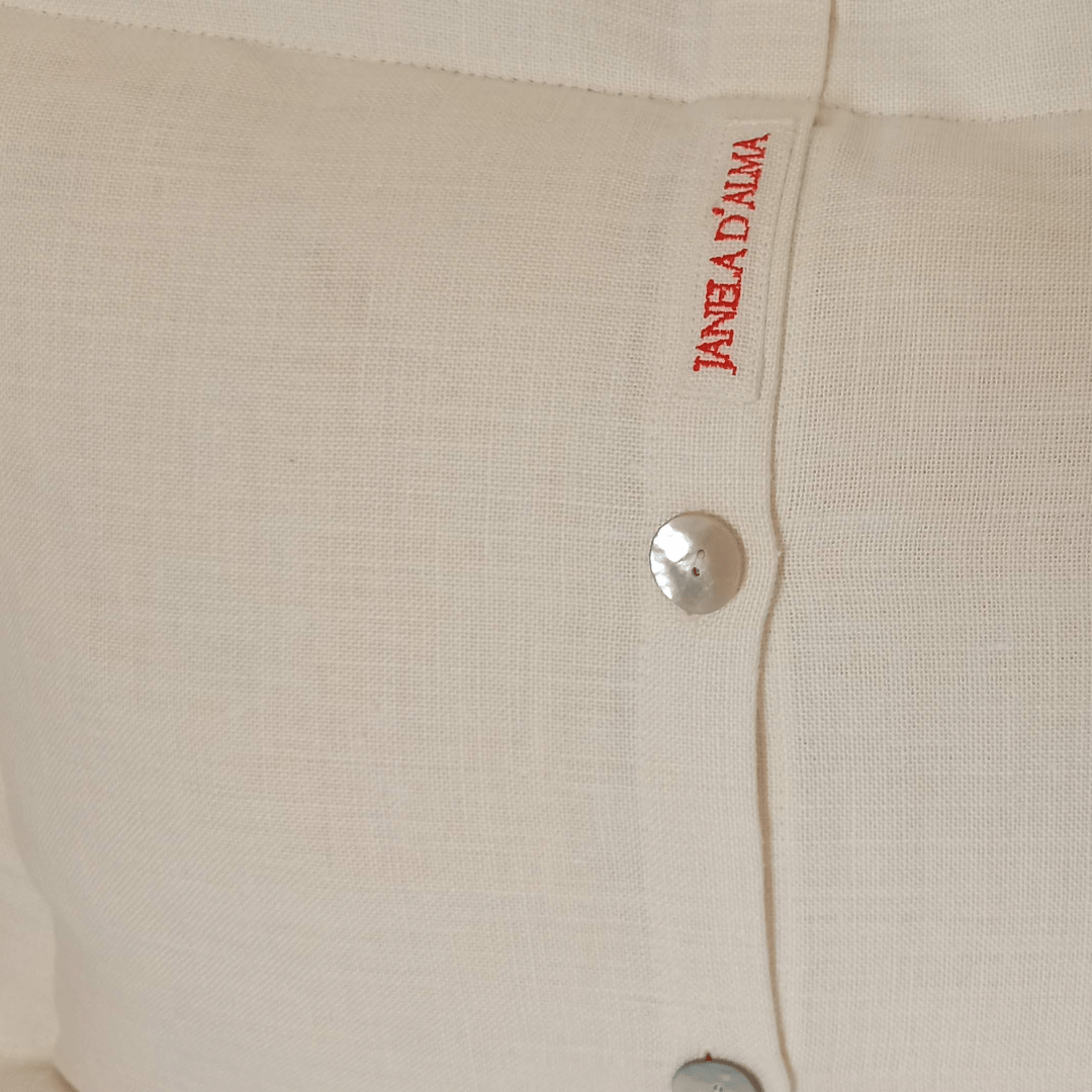 Linen & Cork Cushion Cover Portuguese Lace Rectangular - Brick Color - Back Image Details