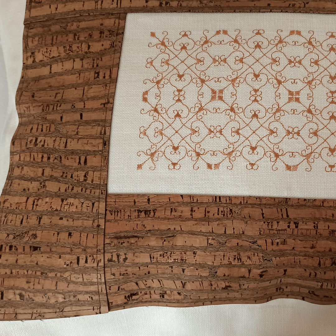 Linen & Cork Cushion Cover Portuguese Lace Rectangular - Zebra - Front Image Details