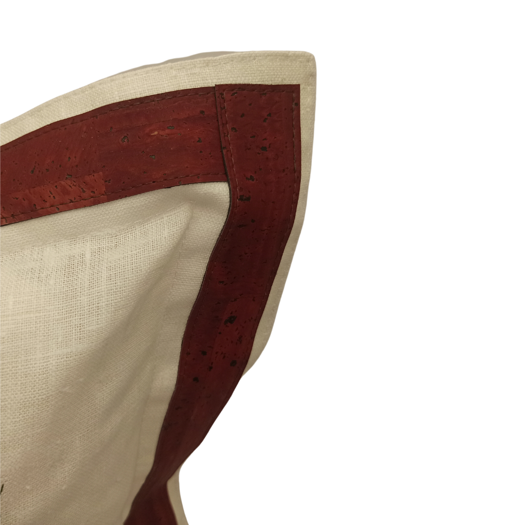 Linen Cushion Cover Orange Poppy with Cork - Cork Details