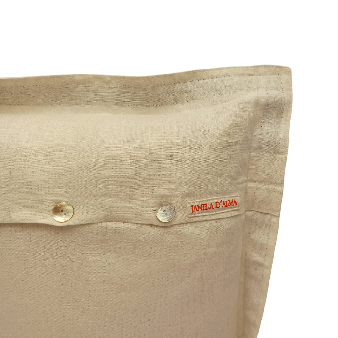 Linen Cushion Cover Orange Poppy with Cork - Back Image Details