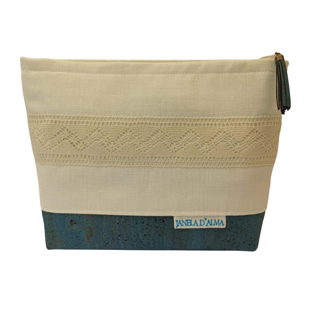 Linen & Cork Bag with Lace Detail