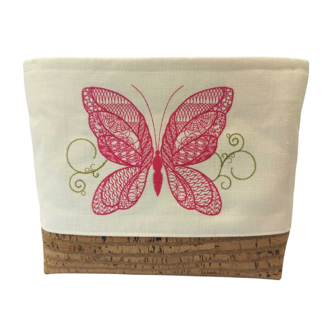 Women Clutch Bag Butterfly - Zebra Base Cork Color - Back Image