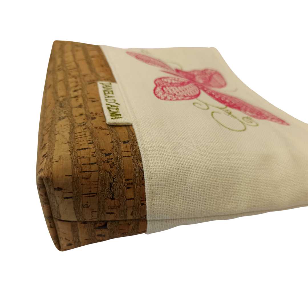Women Clutch Bag Butterfly - Zebra Base Cork Color - Cork Base Details