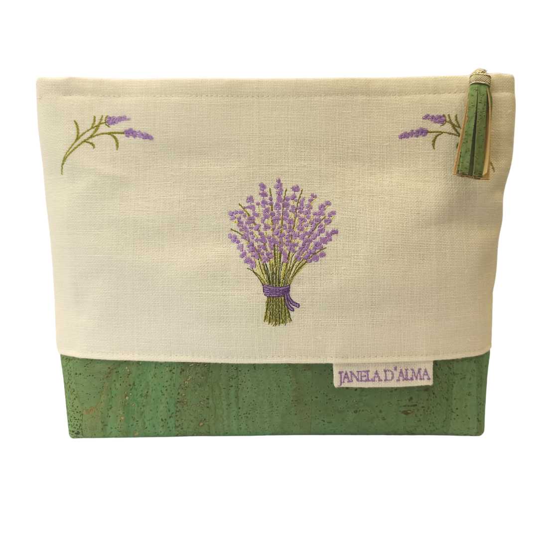 Women Clutch Bag Lavander - Green Base Cork Color - Front Image