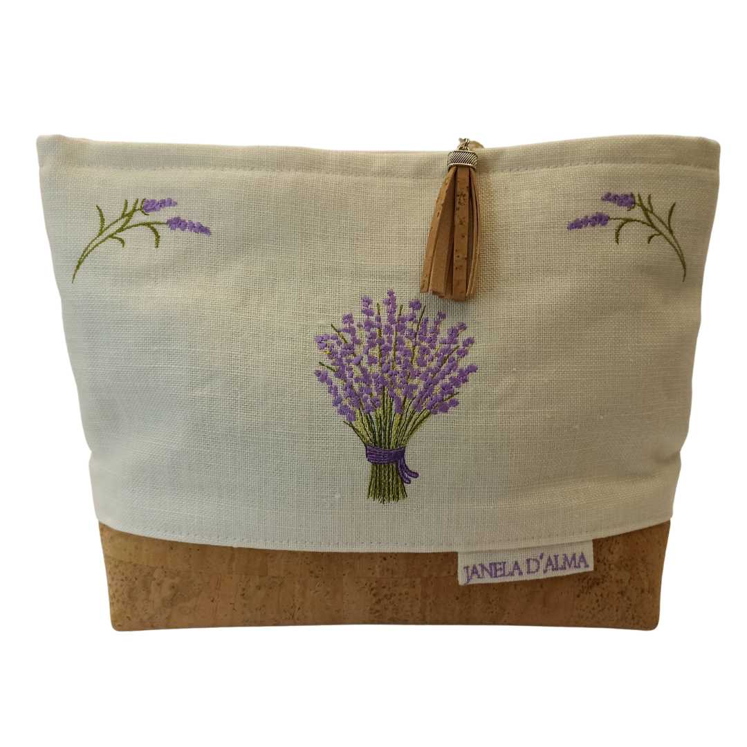 Women Clutch Bag Lavander - Natural Base Cork Color - Front Image