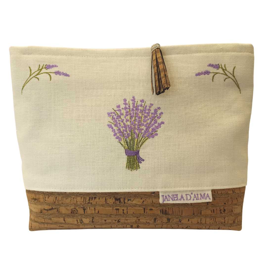 Women Clutch Bag Lavander - Zebra Base Cork Color - Front Image