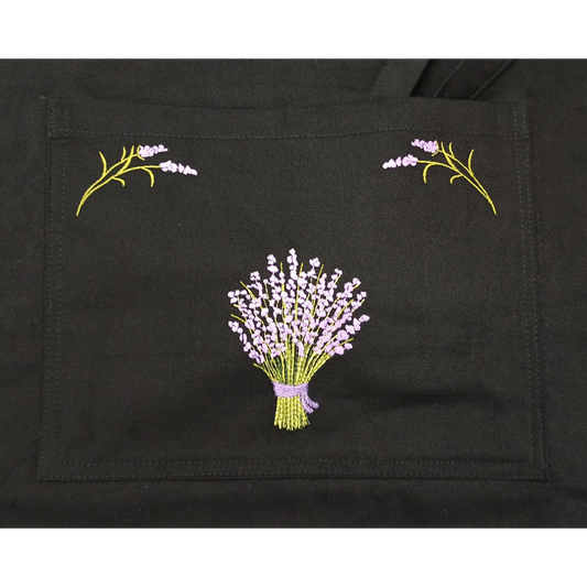 Cotton Apron with Lavender Embroidery