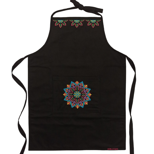 Cotton Apron with Mandala Embroidery