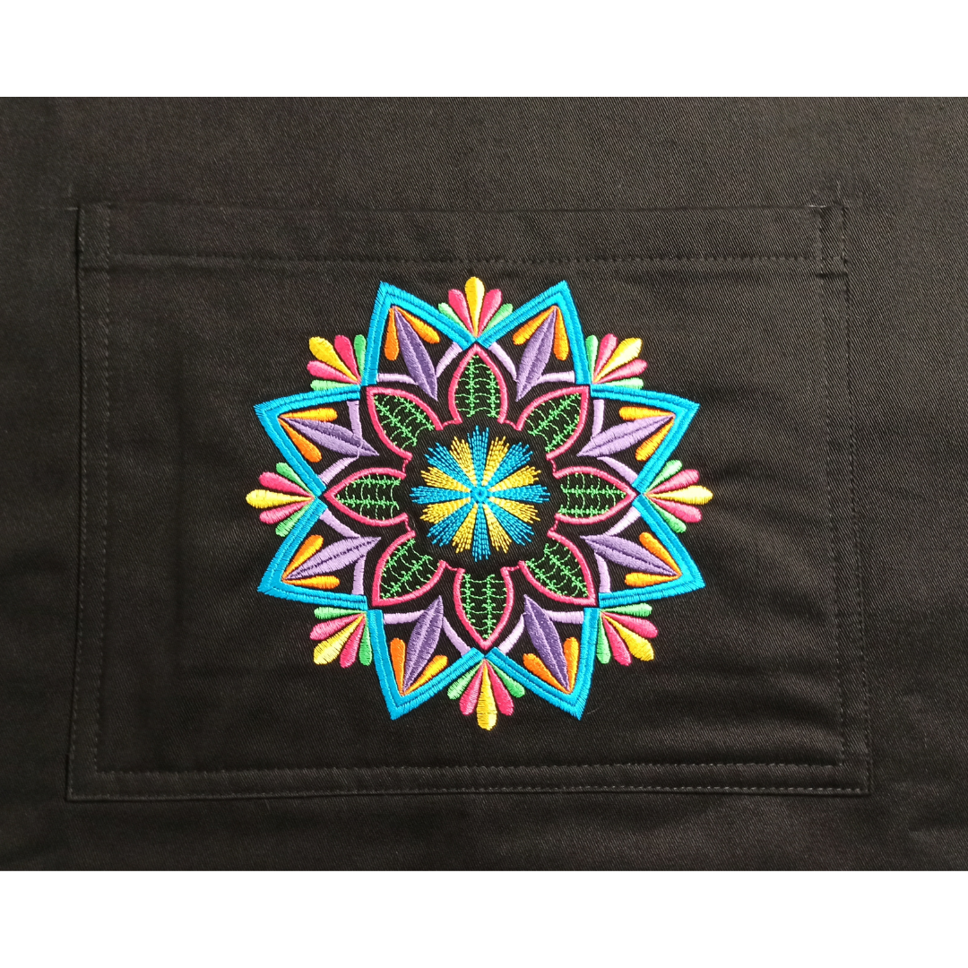 Cotton Apron with Mandala Embroidery