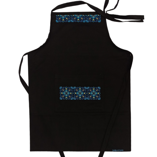 Cotton Apron with Tile Embroidery