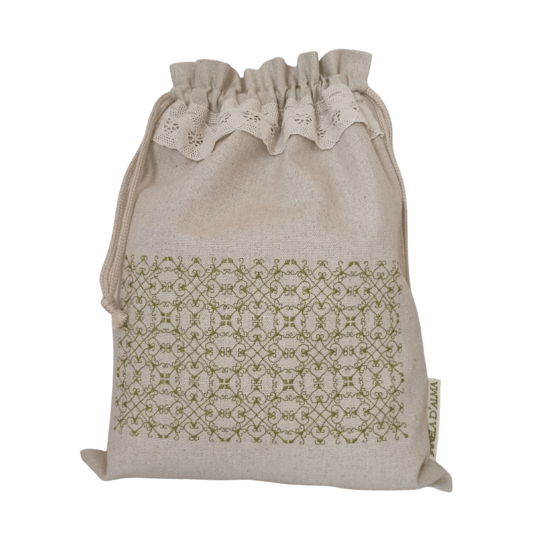 Big Linen Bag Portuguese Lace - Green - 45cm x 34cm