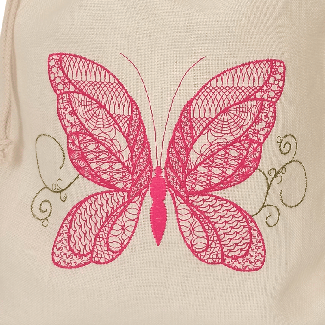 Linen Bag Burtterfly - 34cm x 45 cm - Embroidery Details