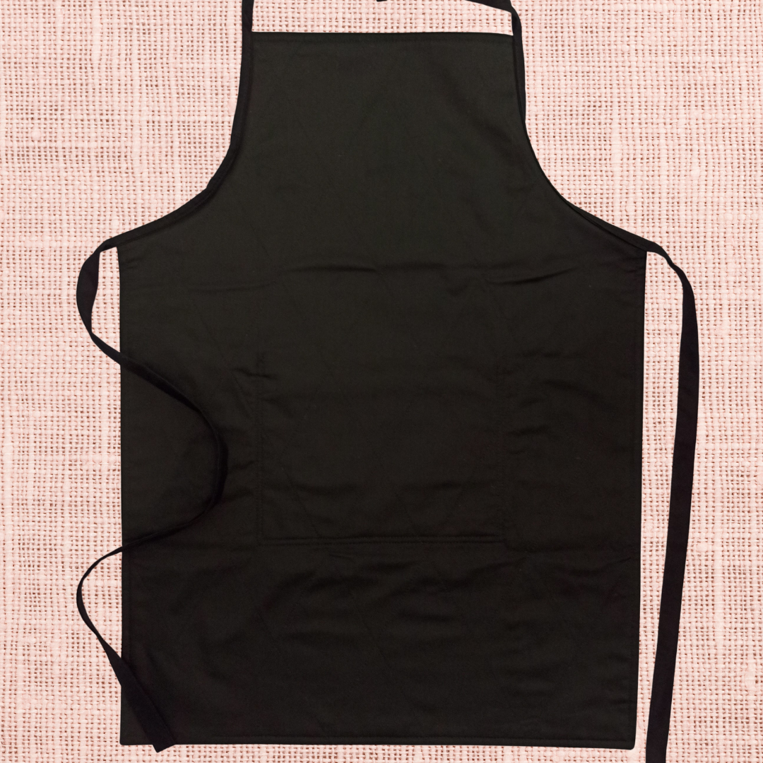 Black Kitchen Apron in 100% Cotton With Mandala Embroidery Back