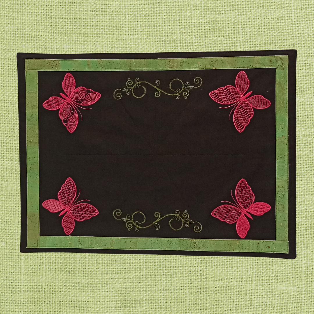 Black Placemat Butterfly with Cork_Front