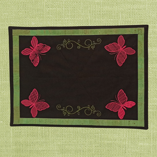 Black Placemat Butterfly with Cork_Front