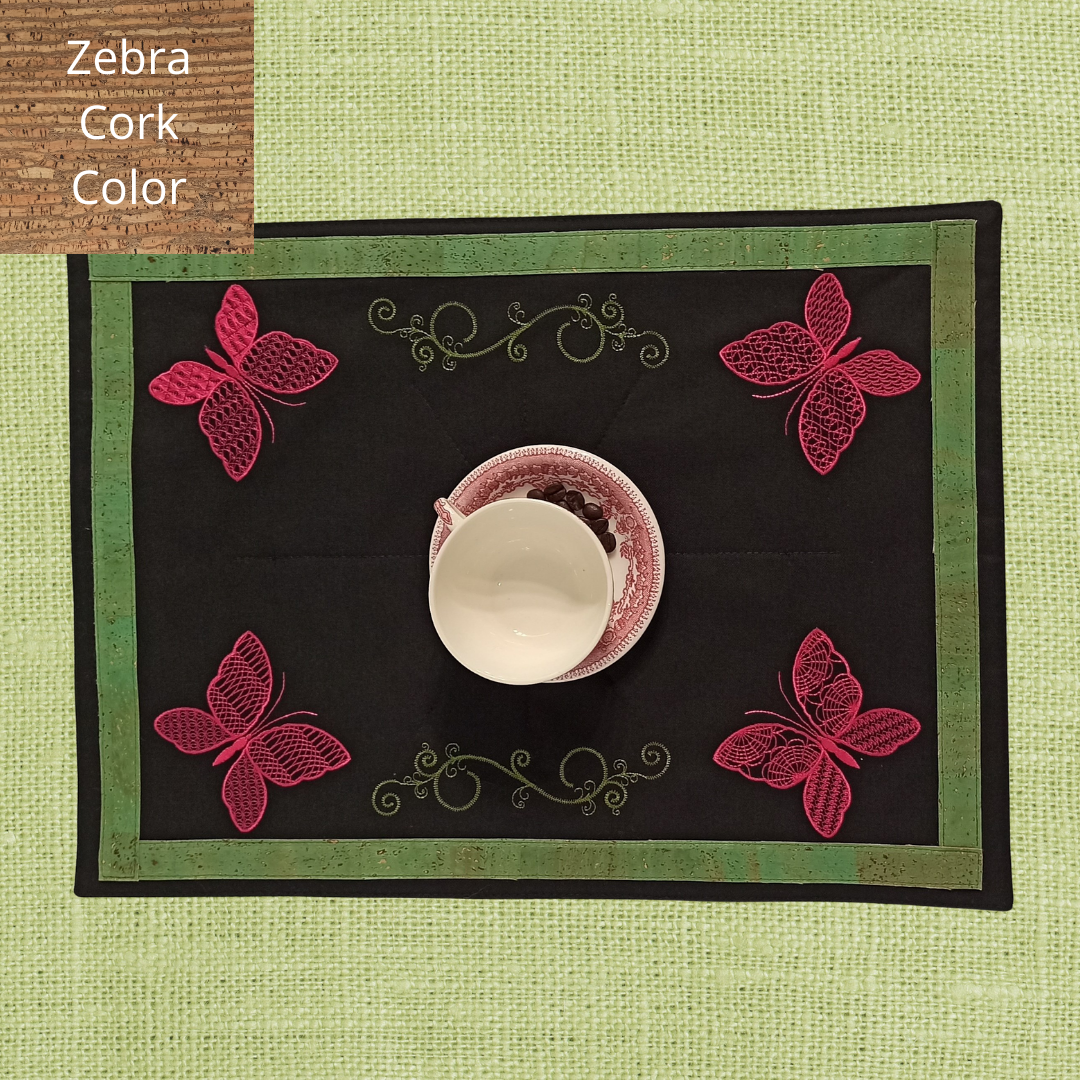 Black Placemat Butterfly with Cork_Zebra Cork Color