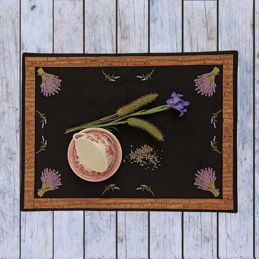 Black Placemat Lavander with Cork