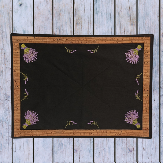 Black Placemat Lavander with Cork_Front