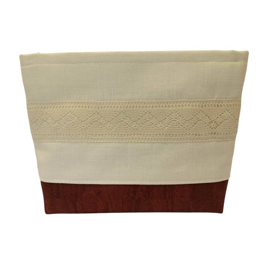 Linen & Cork Bag with Lace Detail