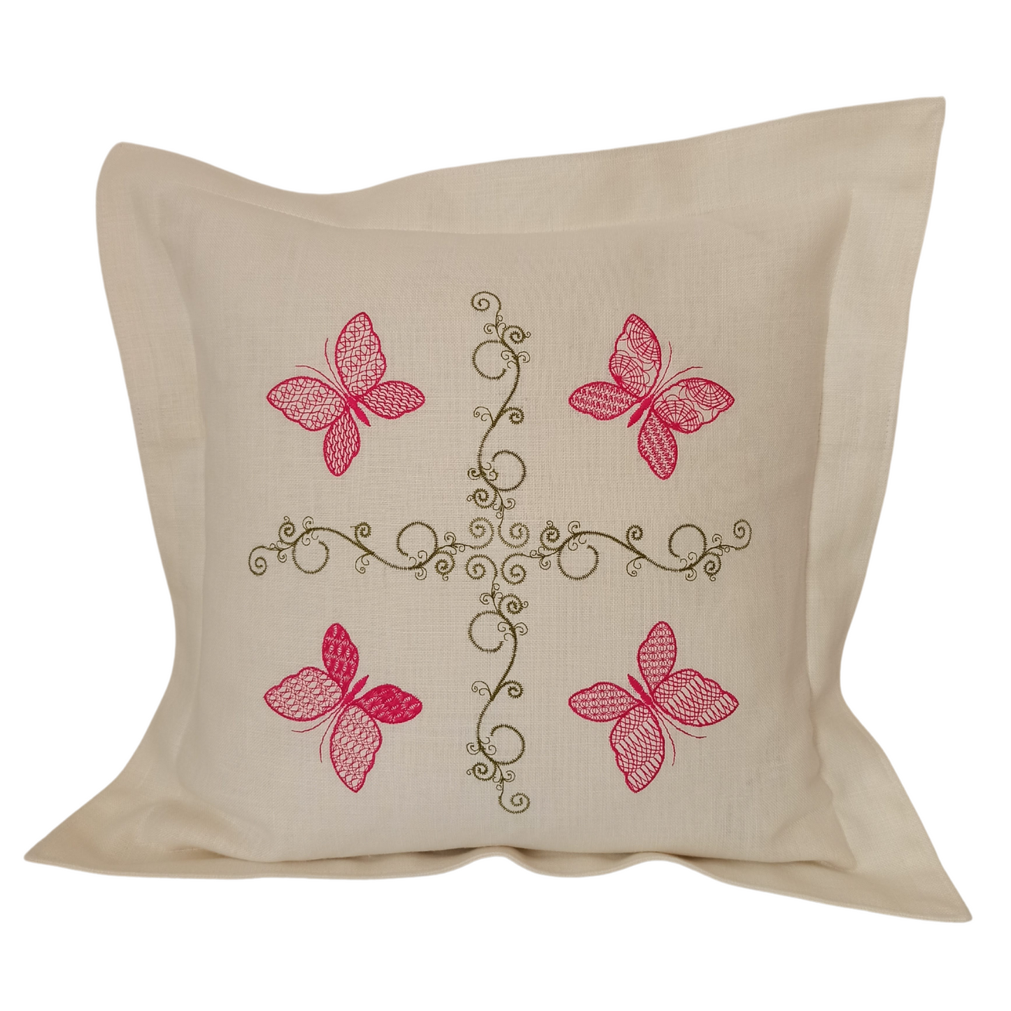 Linen Cushion Cover Butterfly - Front Image