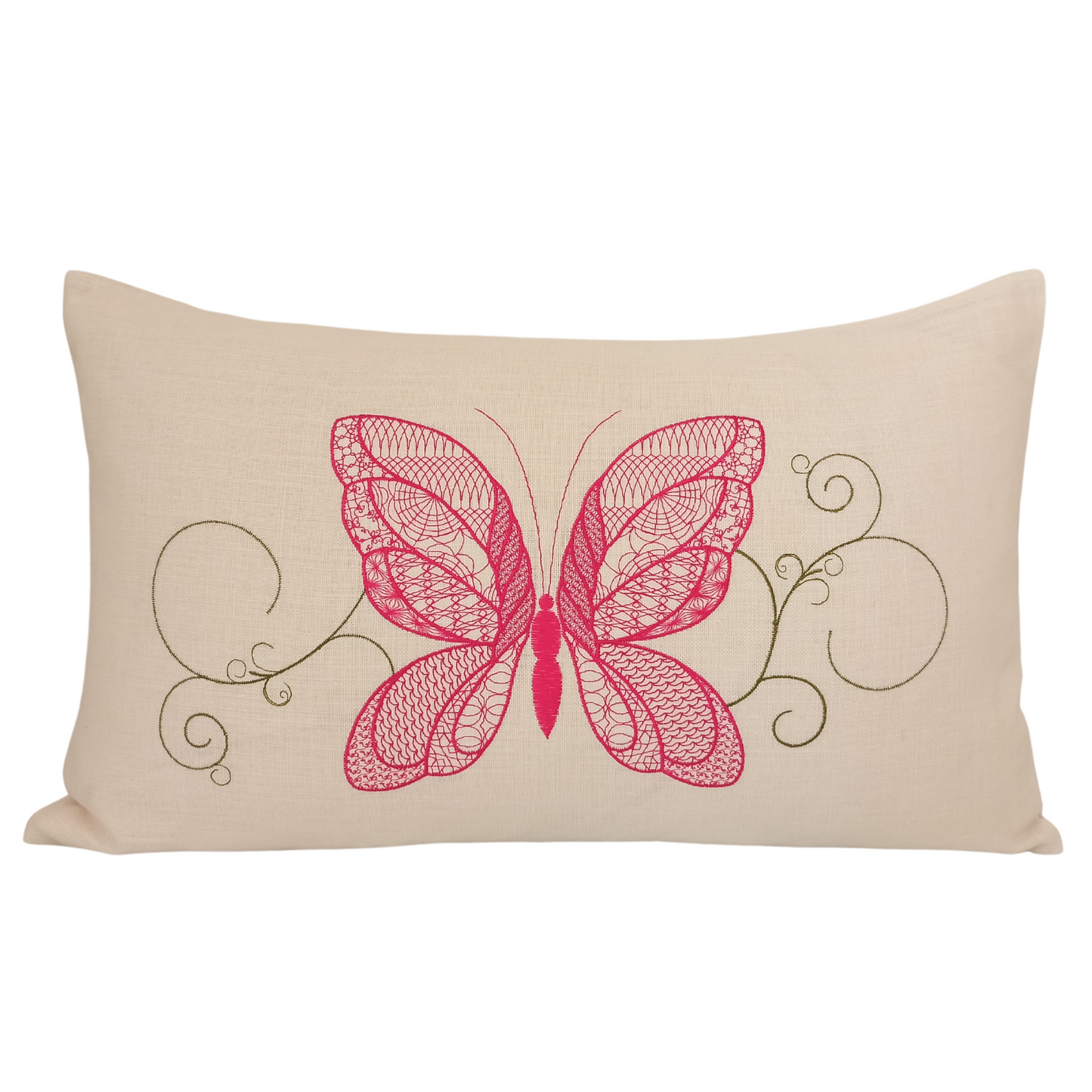 Linen Cushion Cover Butterfly Rectangular - Front Image