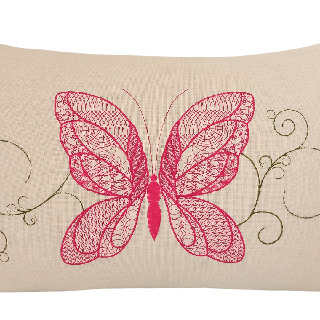 Linen Cushion Cover Butterfly Rectangular - Front Image Details