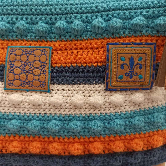 Clutch Bag Orange & Blueish - Crochet pattern and embroidery desingn